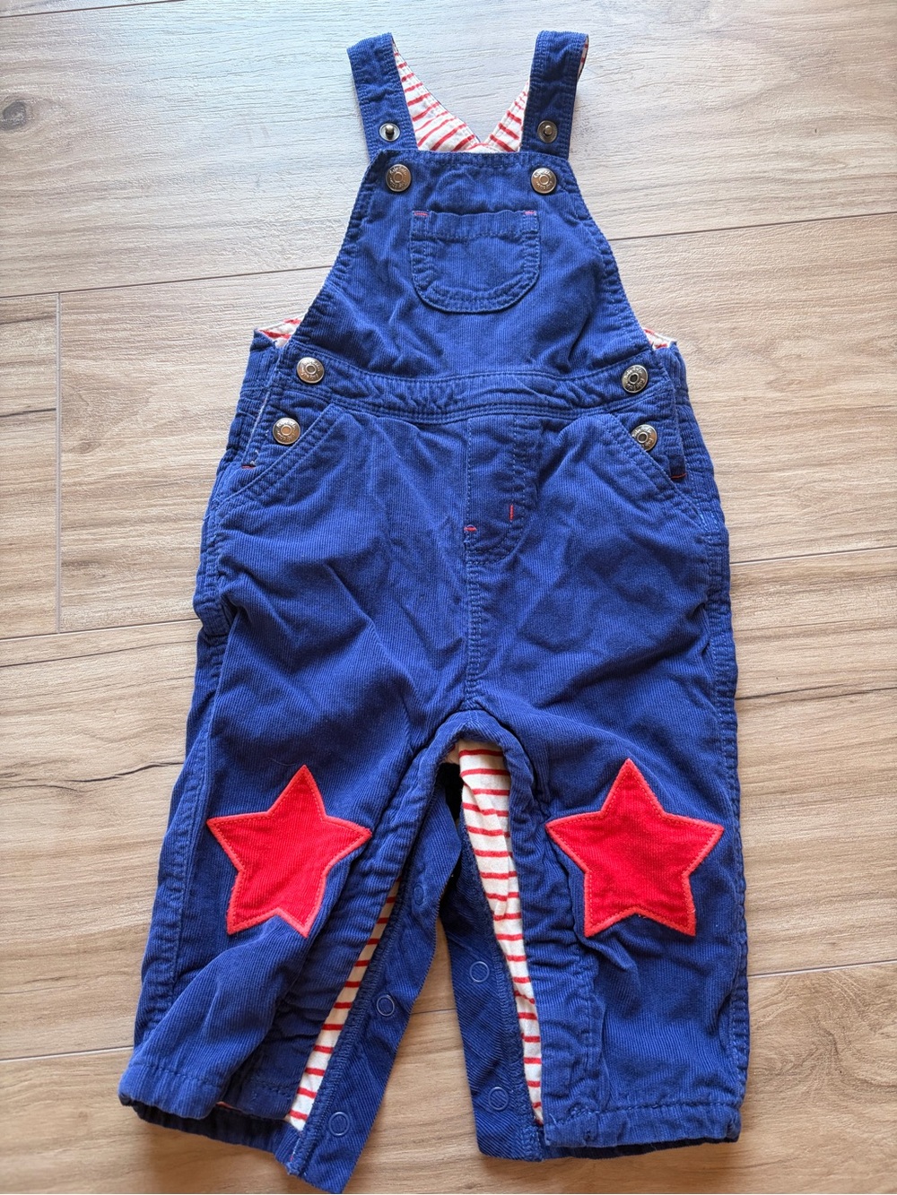 Baby Boden Blue Corduroy Star Patch Overalls 6-12M Perfect for the 4th of July
